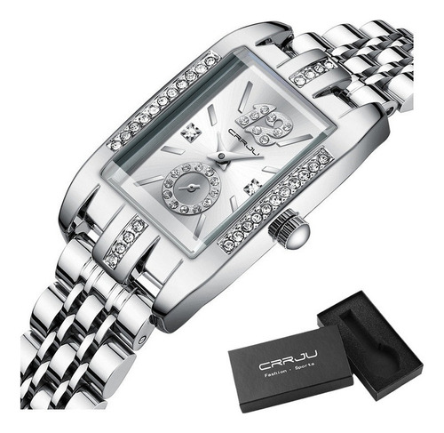 Crrju 5017 Reloj De Cuarzo Cuadrado De Lujo Con Diamantes