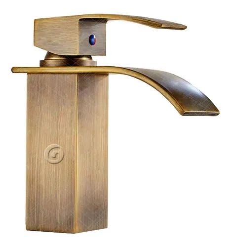 Griferia Cuadrada Baja Tipo Cascada Bronce Antiguo