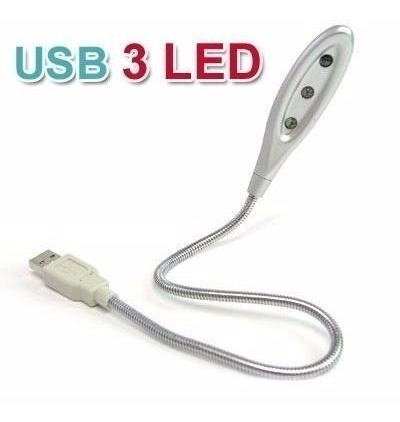 Luminária Flexível Usb 3 Leds Para Notebook E Pc 02 Unidades