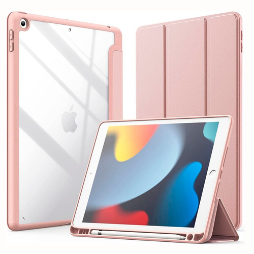 Smart Case @ iPad 10.2 7ma / 8va / 9na Gen Transparente Rosa