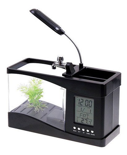 Imagen 4 de 9 de Mini Tanque De Peces De Escritorio Acuario Negro Tanque De P