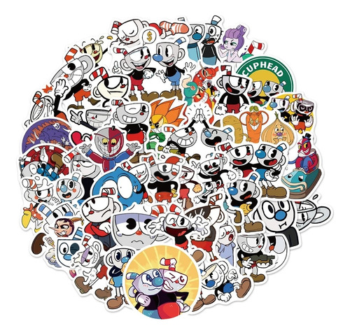 Stickers Adhesivos Cuphead 50 Unidades 