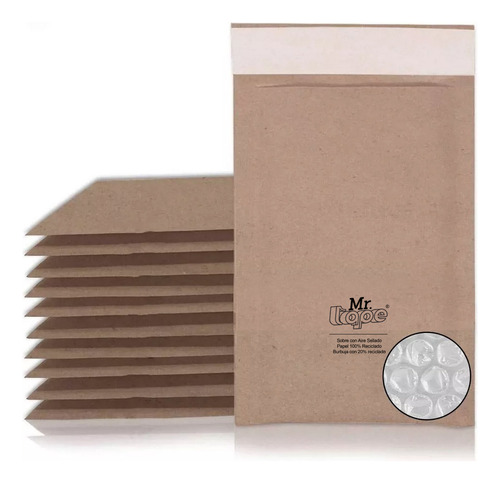 50 Sobres Con Burbuja Kraft 10x18cm - Mr Tape