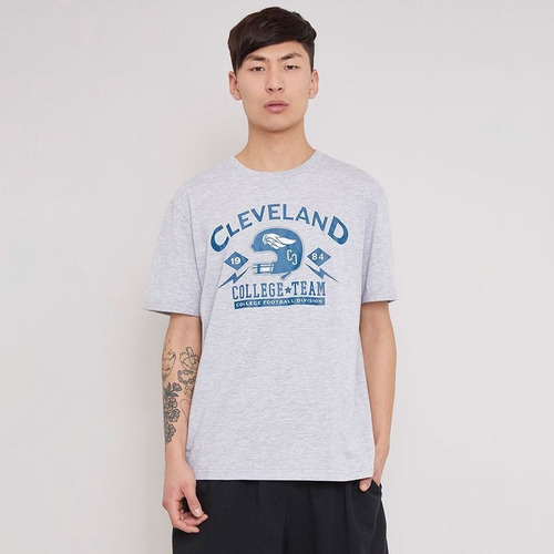 Polera Gris Cleveland Hombre  College Football Division 