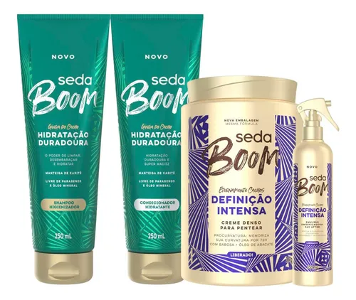Kit Seda Boom Shampoo 250ml+cond 250ml+creme 1kg+emulsão