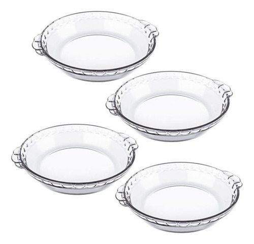 04 Plato Pie Fileteado Transparente 0.6l Vidrio Marinex X4