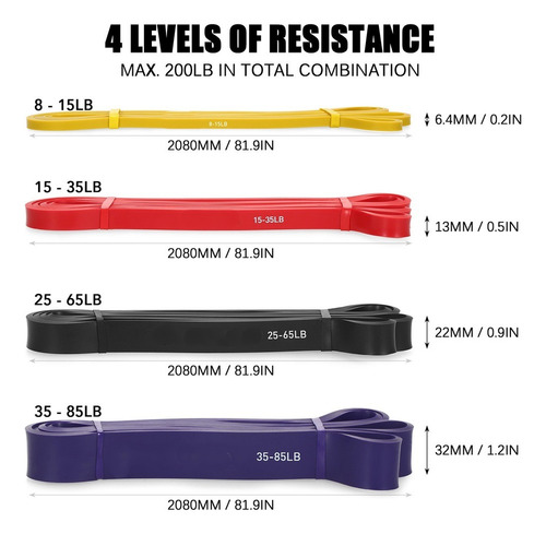 Bandas 4 Piezas Pull Up Assistance Bandas Set Loop De Resist