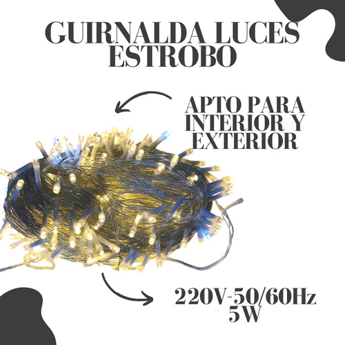 Guirnalda Luces Estrobo Calida Destello Frio 30 Mts Conector
