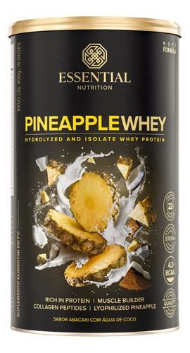 Whey Protein Pineapple 510g Essential Nutrition Sabor Abacaxi com Coco