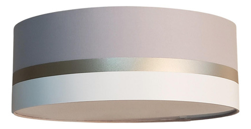 Luminária Plafon Faixas Bronze Cúpula Cinza 50x15