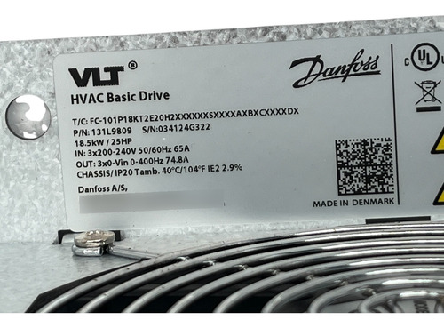 Inversor Danfoss Vlt Hvac Fc101p18kt2e20h2,200-240v,25 Hp
