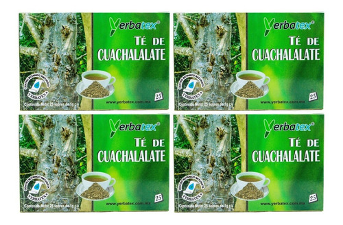 Pack 4 Té De Cuachalalate Con 25 Sobres Cada Uno Yerbatex