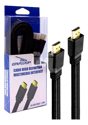 Cabo Hdmi 2.0 Flat Do 1 Hdmi Macho Em 1 Hdmi Macho Grasep Cabo Hdmi Preto Do 1.5m