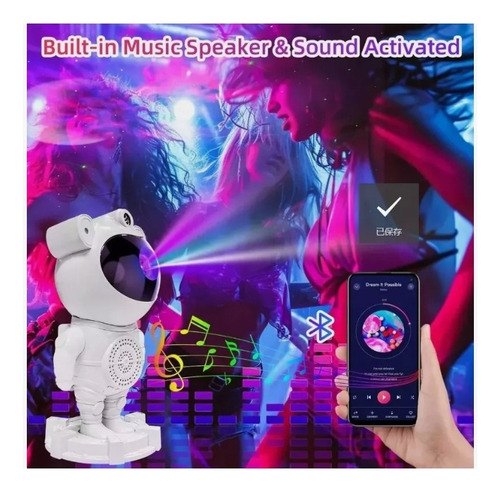 Lámpara Astronauta Proyector Estrellas Bocina Bluetooth Luz.