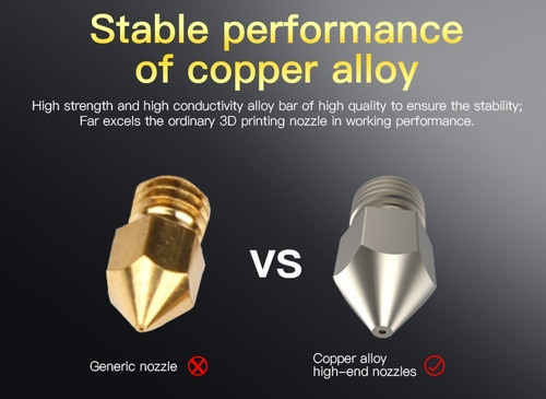 Imagen 3 de 3 de Nozzle Mk8 Profesional Aleación Cobre Niquelado | Icu