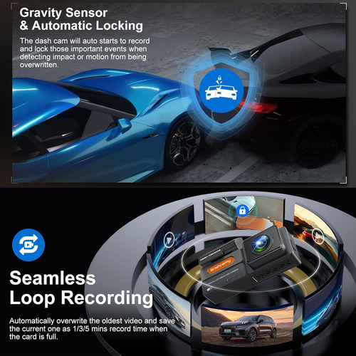 Grishcamy Dash Cam Wifi 2k Dash Camera Para Automóviles, Qhd