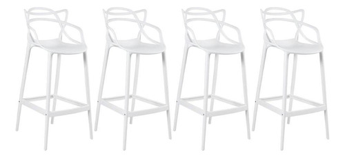 Kit - 4 X Banquetas Altas Masters Allegra Cor Branco