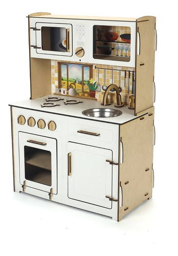 Imagen 5 de 10 de Cocinita De Juguete Con Heladera De Madera Juego Infantil