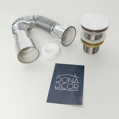 Sifao De Pia Banheiro E Valvula Ceramica 40mm Kit Escoamento Ralo De Pia Click Inteligente 1 1/4 Lavatório E Sifão Cromado Universal De Plástico Dona D.cor