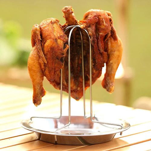Estante Para Asar Pollo Plegable Vertical Acero Inoxidable