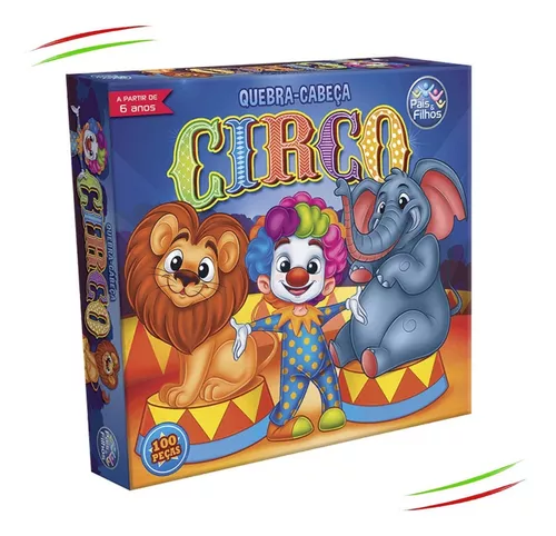 Brinquedo Infantil Jogo Quebra Cabeça 100 Peças Circo Pais e