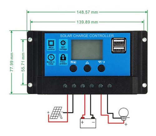 40a 12v 24v Auto Solar Carregador De Bateria Controlador Pwm