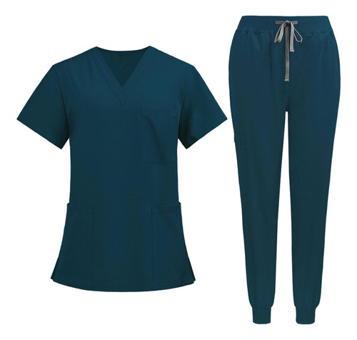 Conjunto De Uniforme De Enfermería Y Pantalones De Manga Cor