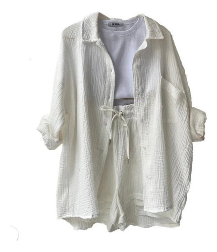 Conjunto Casual De Camisa Con Cuello De Solapa Y Pantalones
