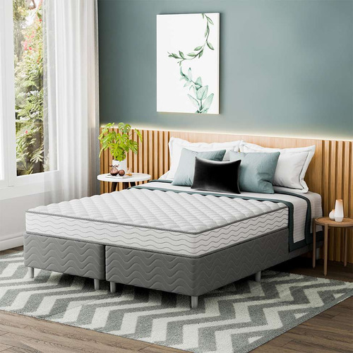 Cama Box Com Colchão Queen Howie Espuma D45 (17x158x198) ... Cor Branco