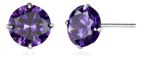 Aretes Punto De Luz Zircón Violeta Joya Plata 950 - 4mm