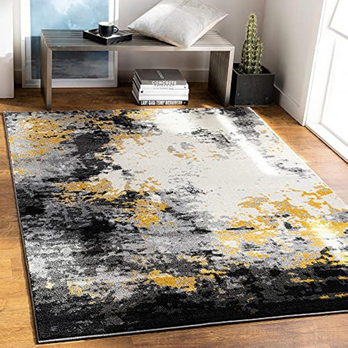 Cantrell Mostaza Amarillo Y Gris Modern Area Rug 2' X 3