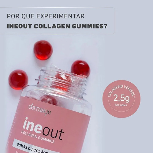 Gomas De Colágeno Ineout Dermage 1 Unidade Com 30 Gomas