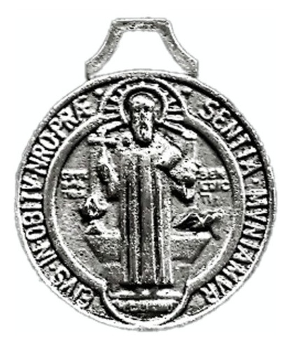 Medalla San Benito Metalica, 2cm Diametro, Paquete 12pz Ms-4