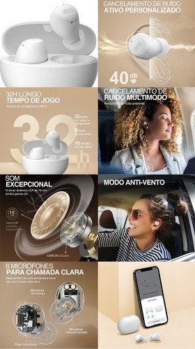 Auriculares QCY HT07 Arcbuds Bluetooth 5.2, color blanco