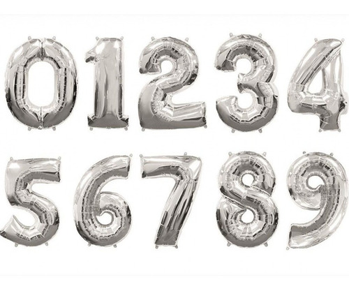 Globos De Números Y Letras Metalizados De 70 Cm