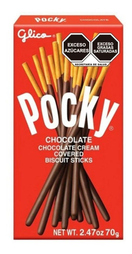 Imagen 1 de 5 de Dulce Glico Pocky Galleta De Trigo Cobertura Chocolate 70g .