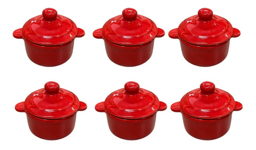 Caçarola Panelinha Mini C/ Tampa Cerâmica Buffet Kit 6 Un
