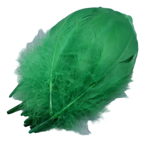 Plumas Decorativas Artificiales Color Verde Paquete X 100