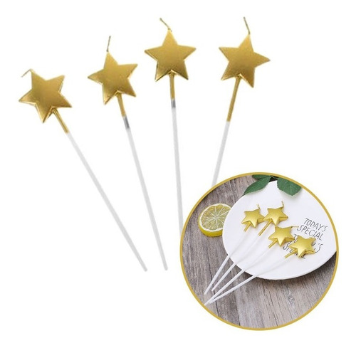 Velas Decoración Torta 4 Uds Con Forma De Estrellas