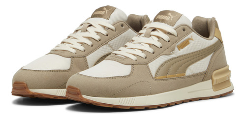 Tenis Casual Puma Graviton Unisex Blanco Y Café