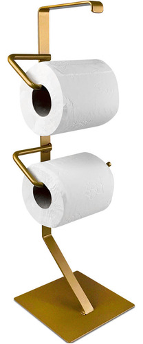 Porta Papel Higiênico De Chão Duplo Para Lavabo Banheiro Cor Dourado