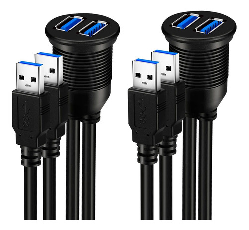 Paquete De 2 Cables Duales Usb 3.0 Para Montaje En Auto...