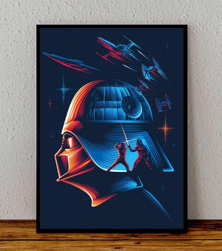 Cuadro 33x48 Poster Enmarcado Star Wars Darth Vader Vs Luke