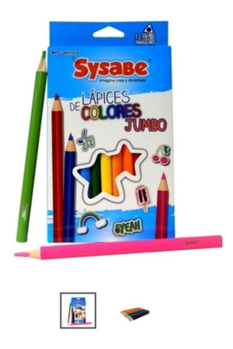 Lapices Colores Creyones Jumbo 12 Color Sysabe Precio=2cajas