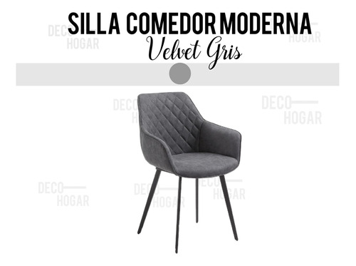 Silla De Diseño Comedor Moderna Restaurante Velvet Gris