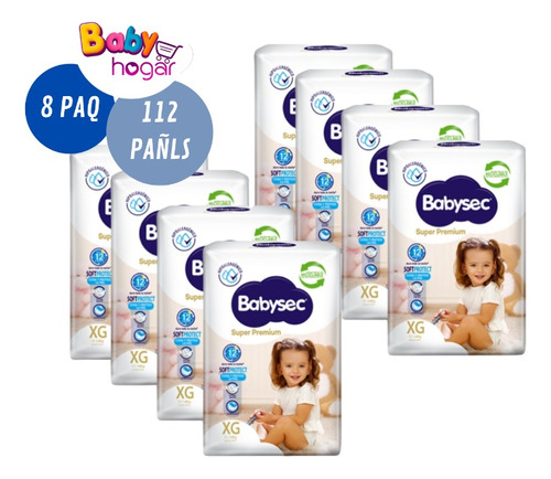 Babysec Super Premium Talla G, Xg, Xxg X8 Paquetes