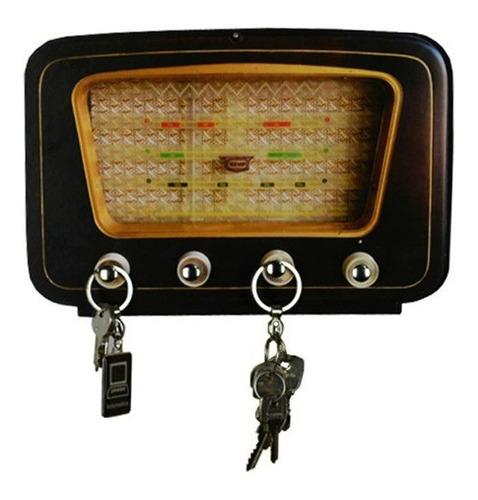 Porta Chaves Rádio Antigo Vintage Retro Ganchos