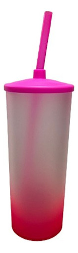 Vasos Largos Long Drink Degradé Neón 330ml + Tapa Y Sorbito