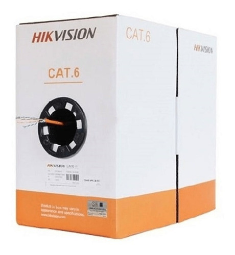 Bobina Utp Hikvision Cat 6 Color Naranja 100% Cobre Ds-1ln6-