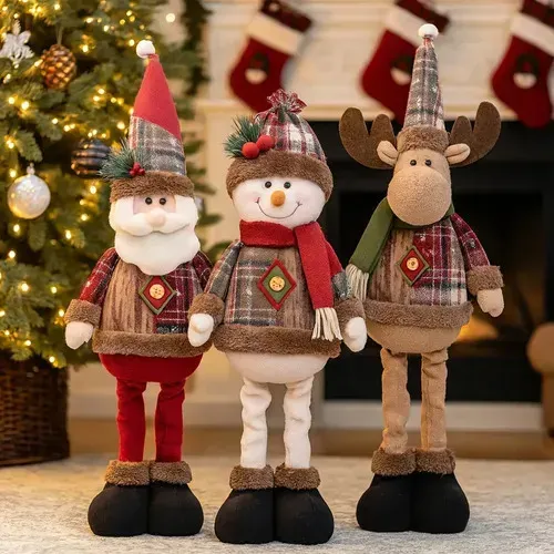 Kit 3 Papai Noel Retrátil Grande Decoração De Natal